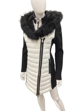 Calvin Klein Performance Coat Women’s Size S Zip Up Sweater Sleeves Black &White